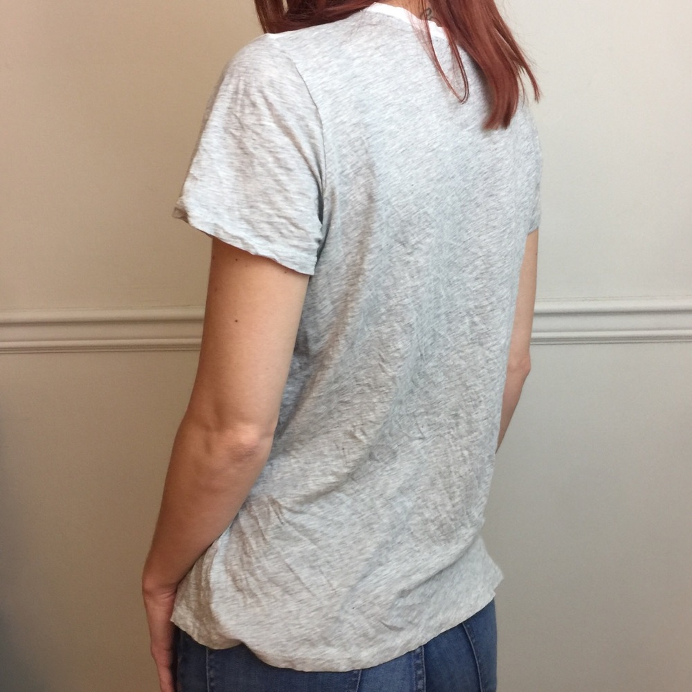 VINCE White Gray Color Block T-Shirt Blouse Top - Picture 5 of 8